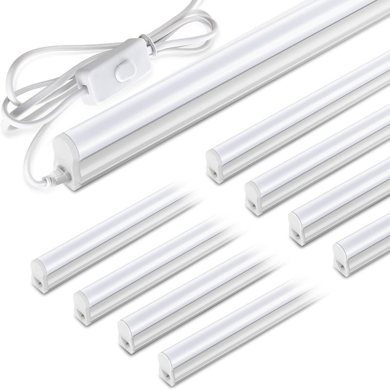Paklighting Pak 4FT LED Shop Lights, 2300LM 6500K Cool White, 20W Energy Efficient Linkable Ceiling and Under Cabinet Lighting, T5 Integrated Utility Fixture for Garage, Workshop, Basement, FCC Certified, 8 Pack - Image 1
